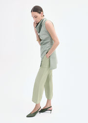 Sleeveless Cowl Neck Top in Striped Poplin - Green Multi - CO Collections